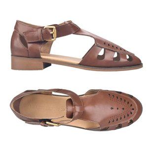 BROWN LEATHER FISHERMAN SANDALS